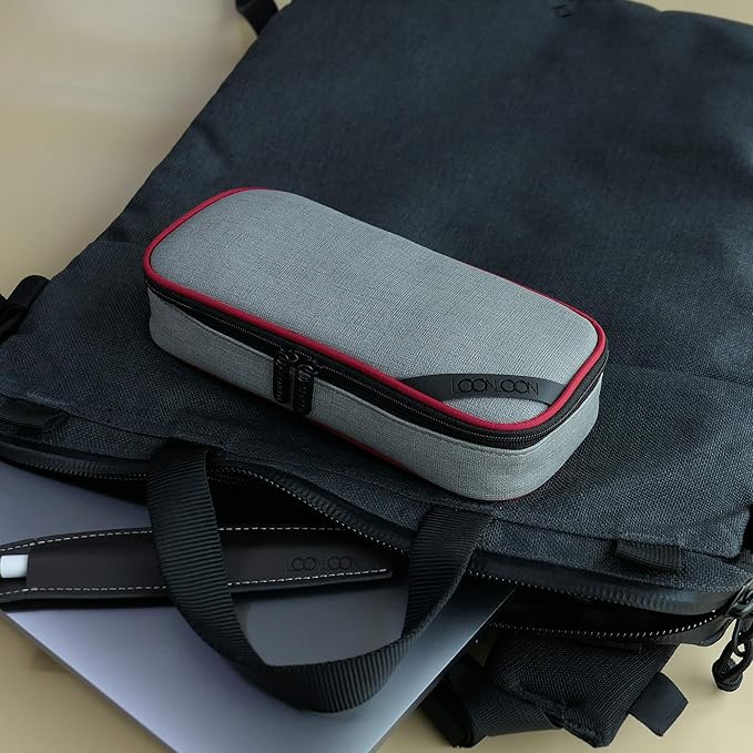 LOONLOON 660 Rainey Pencil Case (Gray) – Large Capacity Multi-Compartment Design with Divider Panel for School College and Office
