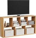 7 Cube Storage Organizer, Cube Shelf with Heavy-Duty Thick Boards, 25.12" L x 9.37" W x 48.74" H, Smooth Easy-Clean Panels, Simple Assembly, for Living Room Bedroom Office, Natural-Oak