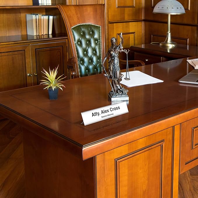 Name Plate for Desk, Personalized Plate, Custom Door Name Plate for Office Doors, Wall, Wall Holder, Laser Engraved, 2" x 10", 18 Color Options, Made in USA by My Sign Center.