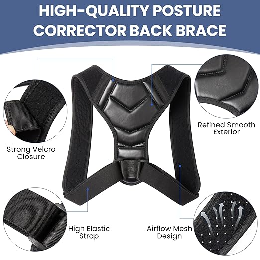 Posture Corrector for Men & Women, Adjustable Upper Back Shoulder Brace, Back Straightener for Neck, Spine Alignment, Improve Posture, Comfortable & Breathable,S/M