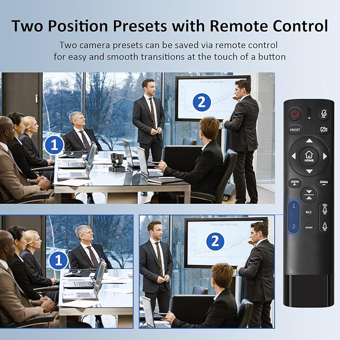 NexiGo N990 4K PTZ Zoomable Webcam, Video Conference Camera System with 5X Digital Zoom, Sony Starvis Sensor, Position Preset, Dual Stereo Mics, Audio Jacks for External Mics (Renewed)