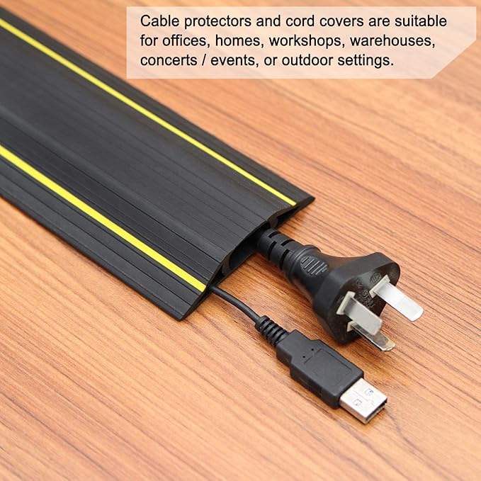 AGPTEK Heavy Duty Floor Cable Cover Cable Protector, 6.5 Ft Floor Cord Protector 3 Channels Floor Cord Cover (Mid Channel 0.93") Contains Cords, Cables and Wires, Good for Office, Home, or Outdoor