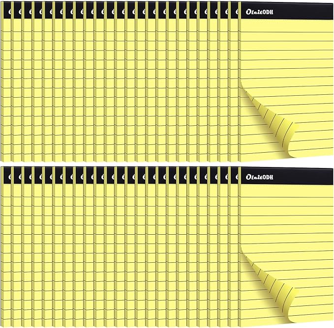 Oleitodh 4x6 Notepads – 48 Pack Yellow Memo Pads Small Writing Pads with Perforated Lined Pages, Mini Note Pads 50 Sheets per Lined Note Pads 4x6, Pocket Notepads for Office School Home Supplies