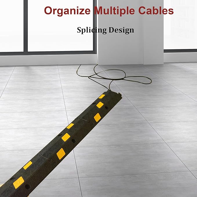 OrangeStar 6 Pack 17" Cable Protector Cover Ramps, 1-Channel Floor Protective Wire Cord Ramp, Heavy Duty Driveway Speed Bump