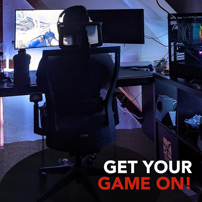 DESKU - Circle Gaming Chair Mat, Computer and Office Chair Mat for Carpet, Black, 46 Inches, Made in The USA