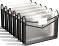 ABC life 6 Pack Plastic Expanding File Folder, Folders for Documents with Snap Closure, Black File Folder Organizer Holder, Transparent Accordion File Pouch,Large Capacity, Fit Letter/A4 Size - Black