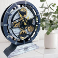 The Gears Clock Desk Clock 10 inches with Real Moving Gears Convertible into Wall Clock (Silver Glamour)