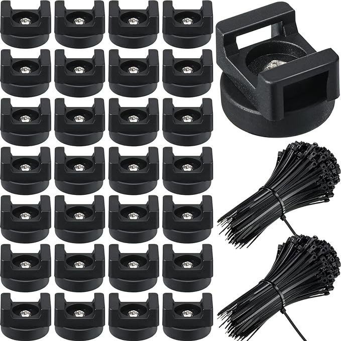 Yookeer 250 Pieces Magnetic Zip Tie Mount Multipurpose Cable Holder Magnets Magnetic Wire Management Bases with Heavy Duty Zip, Mount Nylon Cable Ties in Total (22 mm)
