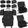 Relavel Rolling Makeup Case Professional Makeup Train Case,Makeup Artist Travel Bag with Wheels,8-in-1 Portable Travel Beauty Trolley Case for Cosmetology Storage(Black)