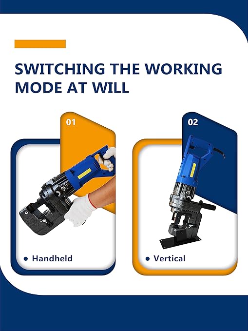 AMZCNC 110V 1200W Electric Hydraulic Hole Puncher Φ1/4"-4/5" Punching Machine Metal Hole Punch with Carbon Brush 5 Dies for Iron Copper Aluminum Plate Angle Steel