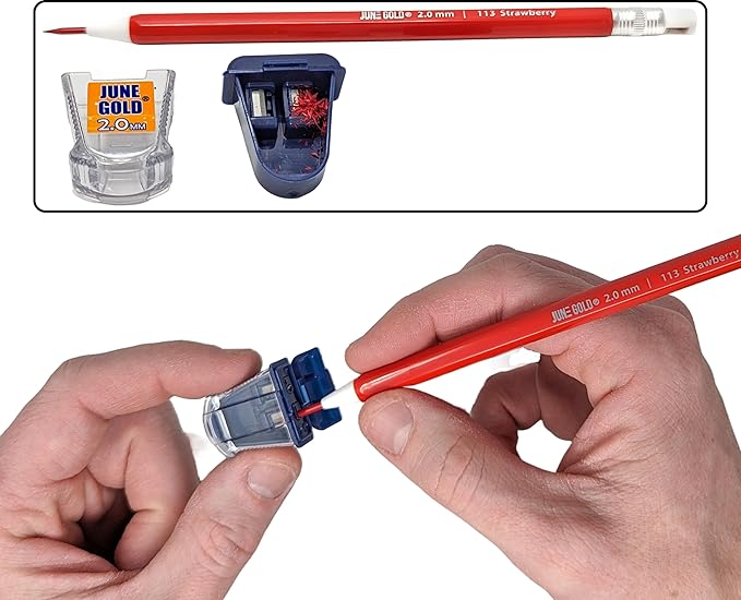 June Gold 4 Pro 2.0 mm Mechanical Pencils, 36 Colored, 36 2B, and 36 4B Refills, 2 Sharpeners, 2 Smudge Resistant Erasers, Built in Sharpeners & Soft Non-Slip Grip on Each Pencil
