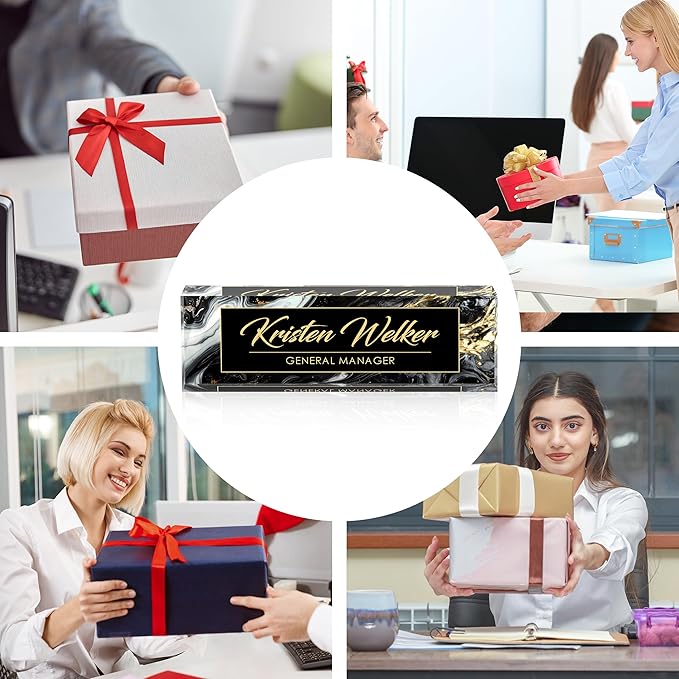 Custom Desk Name Plate Personalized, Acrylic Name Plate for Desk, Office Desk Decor for Women and Men, Employee Appreciation Gifts Office Gifts for Boss, Manager, Teacher, Nurse (deep Marble)