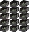 IRIS USA Extra Small Stackable Storage Bins, 15-Pack, 5.5 x 4.5 x 3 inch, |Made in USA|, Plastic Open Front Shelf Bin for Organizing Parts, Hardware, Tools, Supplies, Garage Shelf, Pantry - Black