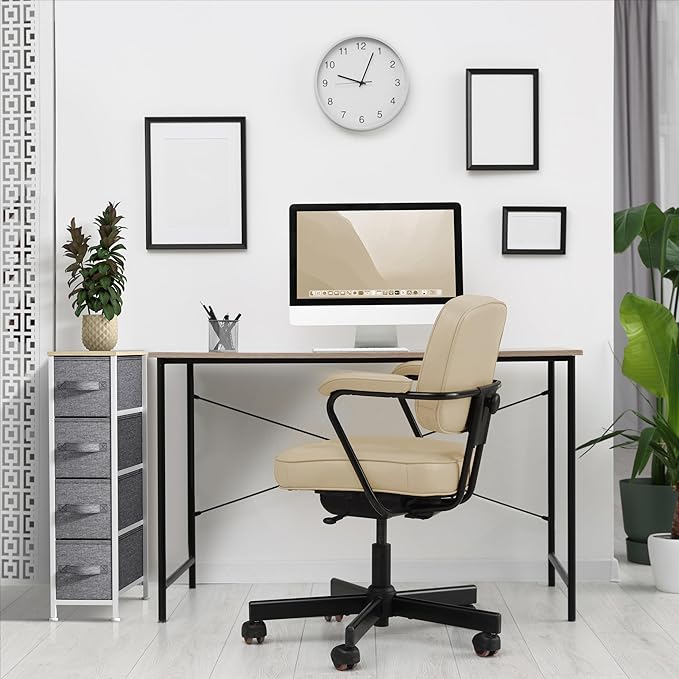 Sorbus Narrow Dresser with 4 Drawers - Vertical Slim Storage Chest of Drawers with Steel Frame, Wood Top & Easy Pull Fabric Bins for Small Spaces, Closets, Bedroom, Bathroom & Laundry (Beige)