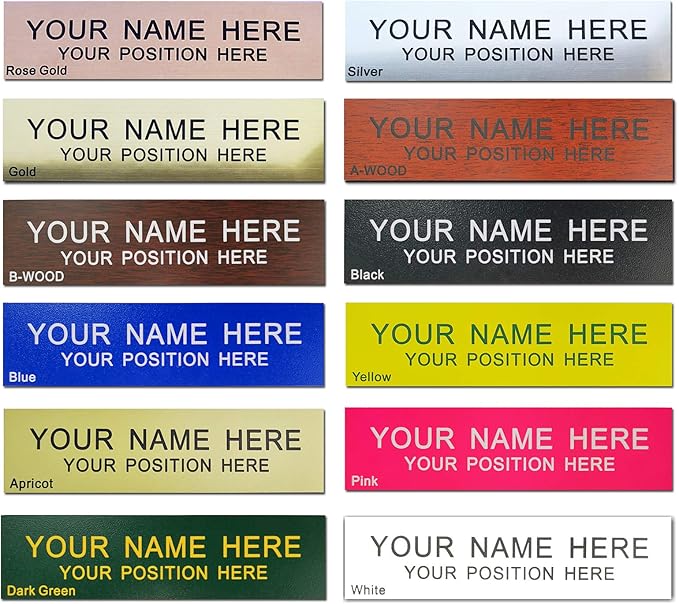 Personalized Architectural Name Plates, Office Nameplates with Wall or Desk Plastic Frame Holder, Customize Office Deskbar Nameplate or Door Signs (2"x10")