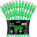Maximm Cat 6 Ethernet Cable 2 ft (20-Pack) - High-Speed LAN Cable, Internet Cable, Patch Cable, and Network Cable - UTP, 10Gbps, 550MHz Ethernet Cord - Green