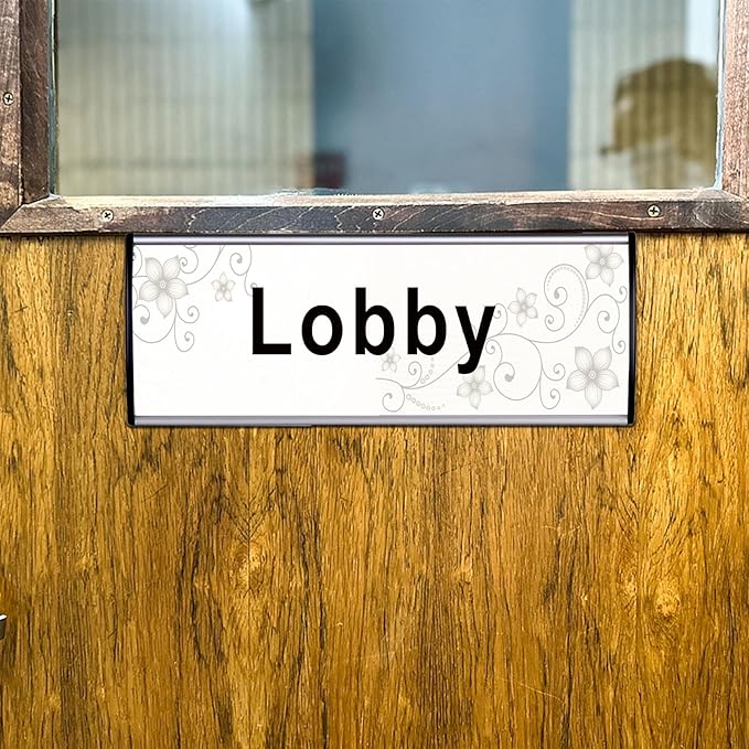 Set of 5 - Nameplate Holder for Wall Mount, 2.36'' x 10'' Curved Office Business Door Sign Holder-Silver