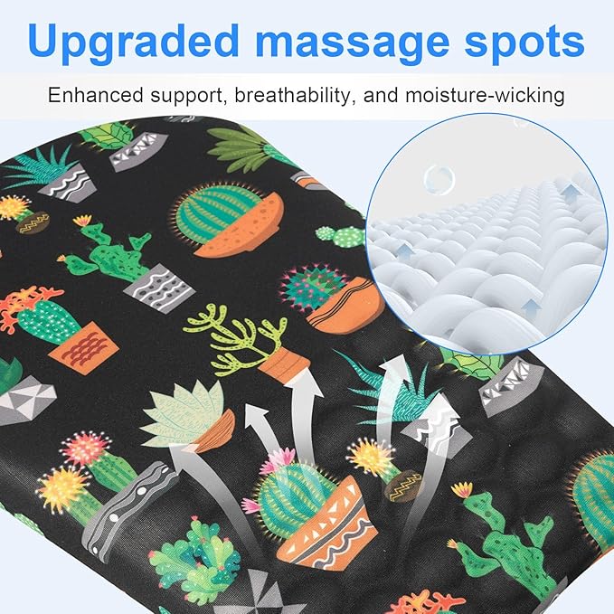 Ergonomic Wrist Mouse Pad with Massage Design, Wrist Rest Pain Relief Mousepad with Memory Foam Non-Slip PU Base, Mouse Pad with Wrist Support for Wireless Mouse & Desk, Y Potted Cactus