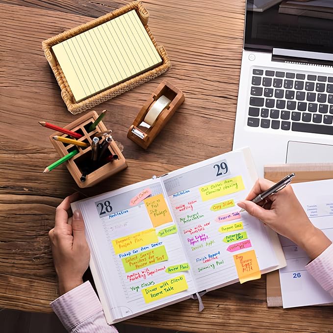 4 x 6 Inch Sticky Note Holder,Rattan Post It Note Dispenser,Wicker Sticky Note Dispenser,Farmhouse Style Post It Holder for Home Office Desk Decor,Honey Brown