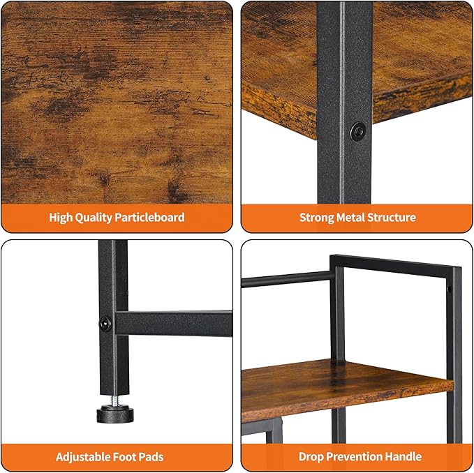 Snughome Desk Shelf, 38.6" Desktop Organizer Shelf, Desk Hutch for Computer Monitor, 4 Tier Desk Display Rack, Wood Desktop Bookshelf Storage Rack for Home Office Dorm, Rustic Brown