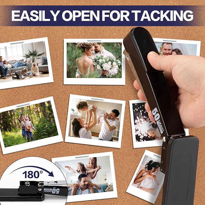 Deli Stapler Heavy Duty, Full Strip Staplers for Desk with 2000 Staples and Staple Remover, 50 Sheet Capacity, No Jam, Non-Slip Office Stapler with Staples for Office, Classroom, Black