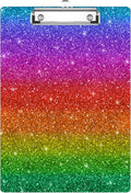 Rainbow Glitter Clipboard Decorative Clip Board with Metal Clip A4 Standard Size 12.5" X 8.7" for Teacher Students Nurses Office