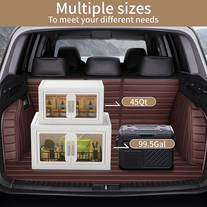 Large Clear Stackable Storage Bins with Lids, 597QT-99.5QT*6Tier Foldable Cabinet for Closet Organizers, Plastic Storage Box with Wheels White
