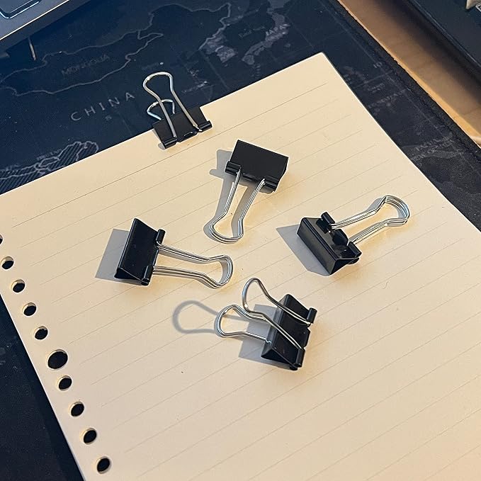 Nctinystore Binder Clips Small Metal Clamp 0.75 inch / 19 mm (Black, 40-PCS)