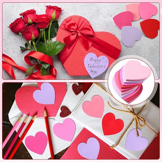 Thenshop 120 Pack 6000 Sheets Heart Sticky Notes Valentine's Day Sticky Notes 3 x 3 Inch Cute Heart Notepads for Girls Women Valentine's Day Office School Business