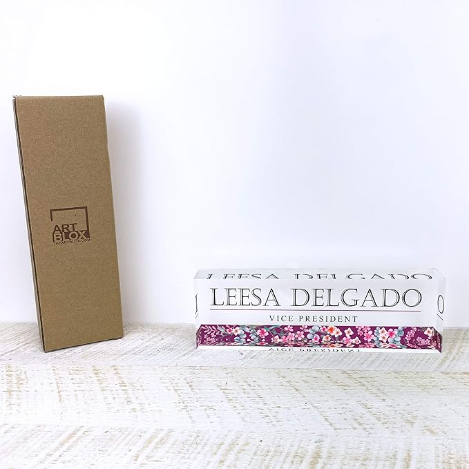 Artblox Personalized Name Plate for Desk | Wild Flowers Design On Clear Acrylic Glass | Custom Desk Name Plate Personalized with Your Name and Credentials for Teacher Phd Military Office Name Plate