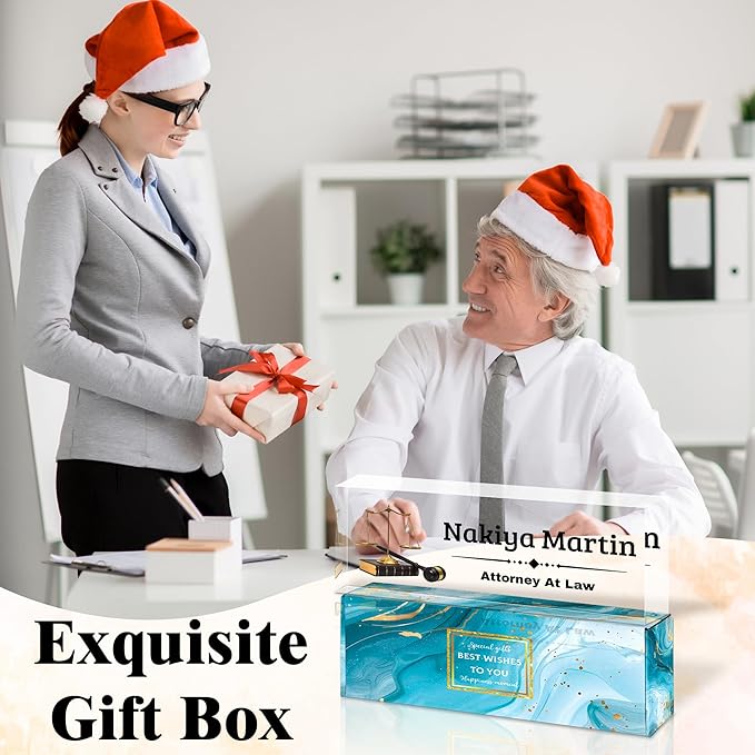 Ship Next Day-Custom Name Plate for Desk, Desk Name Plate Personalized, Acrylic Office Desk Accessories, Appreciation Gifts for Coworkers Employee Teachers Boss Women Men (Lawyer)