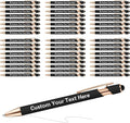 ENOMY 50 Pcs Bulk Personalized Custom Pens with Stylus Ballpoint Pens Customized with Text Logo Name Best Gift for College Business Promotion Wedding Birthday Christmas (Black)