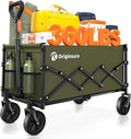 Collapsible Wagon Cart Foldable - Lightweight Portable Heavy Duty Folding Beach Wagons with Wheels - Outdoor Utility Carts for Grocery, Camping, Shopping, Sports with Large Capacity - Green