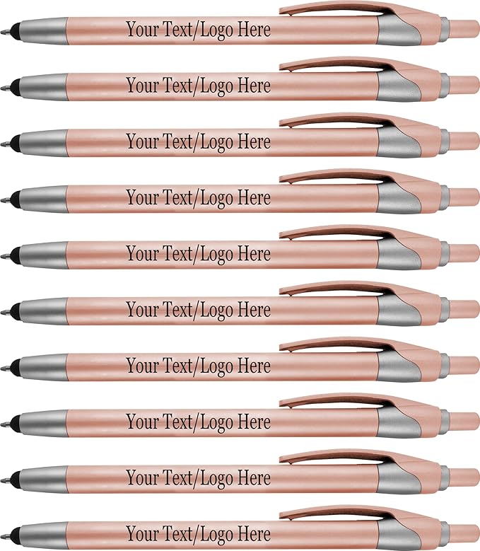 SyPen Personalized With your Custom Logo or Text Pens-Pack of 450- for Marketing, Parties, and Events, 2 in 1 Capacitive Stylus & Ballpoint Pen Compatible With Touchscreen Devices, Blue Ink,Rose Pens