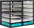 PAG Desktop Mail Sorter Industrial Countertop Heavy Duty Literature Organizer Bill Paper Holder Rack Student Mailbox for Classroom 12 Compartments Filing Cabinet for Office Home School, Black