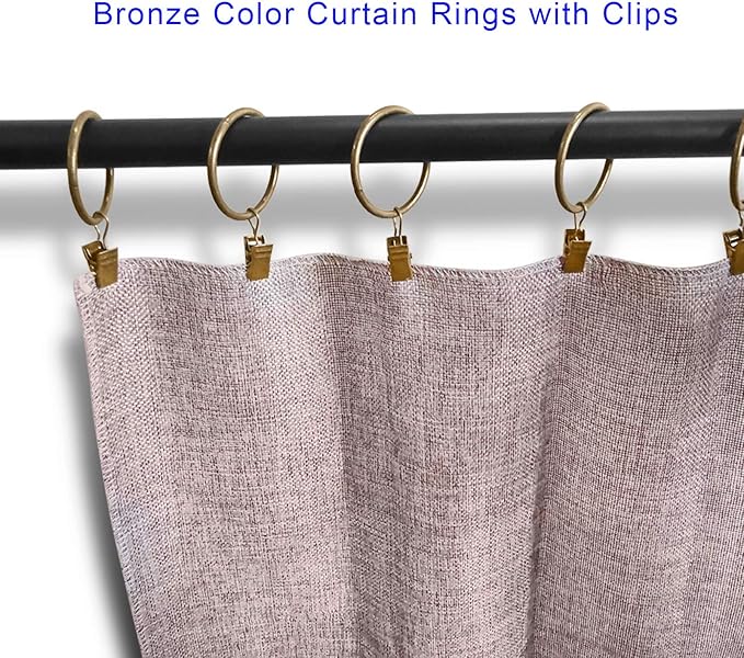 AMZSEVEN 100 Pack Metal Curtain Rings with Clips, Drapery Clips Hooks, Decorative Curtain Rod Clips 1.5 in Interior Diameter, Antique Bronze