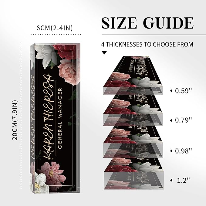 Custom Office Name Plate, Personalized Gifts for Women & Men, Appreciation Gifts for Employees, Boss, Teacher - Office Desk Accessory (Hibiscus Flower)