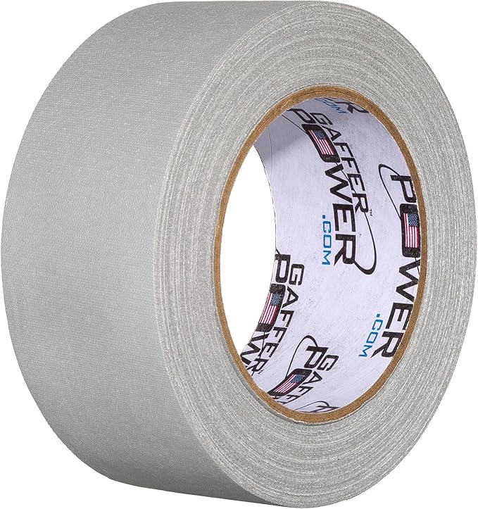 Gaffer Power Real Professional Grade Grey Gaffer Tape, Made in The USA, Heavy Duty Gaffers Tape, Non-Reflective, Multipurpose. 2 Inches x 30 Yards.
