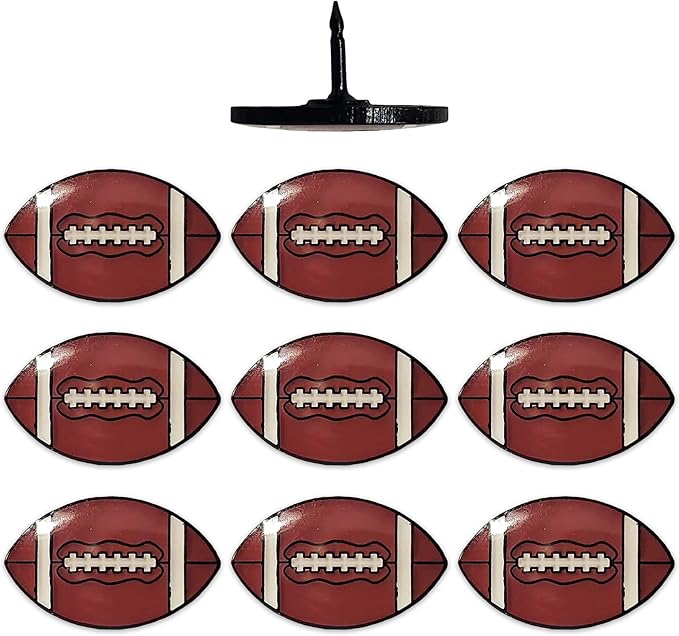 Football Push Pins, for Cork Board, Maps, or Lapel Pin Use, Designed in The USA, Football Pins, Set of 10