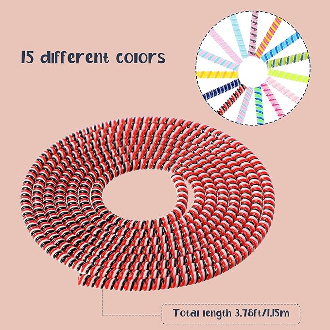 Frienda 15 Pcs Spiral Cable Protector Colorful PVC Spiral Phone Charger Headphone Cable Saver for USB Data Wire, Prevent Pets(Vivid Color,45.3 Inch)