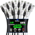 Maximm Cat 6 Ethernet Cable 1 ft (20-Pack) - High-Speed LAN Cable, Internet Cable, Patch Cable, and Network Cable - UTP, 10Gbps, 550MHz Ethernet Cord - Black & White