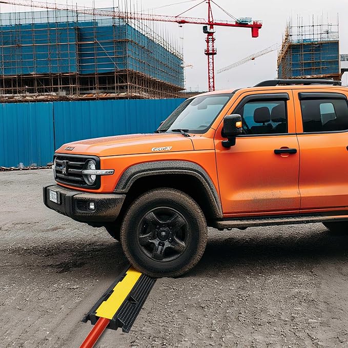 Yescom Cable Ramp Protector 1 Channel Garden Hose Protecitive 22000 Lbs Load Capacity Heavy Duty Speed Bump for Road Driveway Walkway