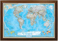 Canvas Classic World Map Pin Board – Framed Travel Map with Pins for Wall – Personalized Push Pin World Map for Tracking Journeys – 27.5" x 39.5" Brown Frame