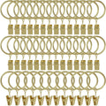 LLPJS 40 Pack Curtain Rings with Clips, Curtain Clip Rings Hooks, Bow Hanger Clips for Hanging Drapery Drapes Bows, Ring 1.26 inch Interior Diameter, Fits up to 1" Rod, Gold