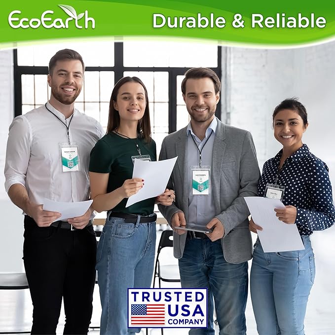 EcoEarth Passport & Identification Card Holders with Soft Edge (Clear, 4x6 Inch, 100 Pack), Extra Large Vertical ID Holder, Zipperless Plastic Name Badge Holders