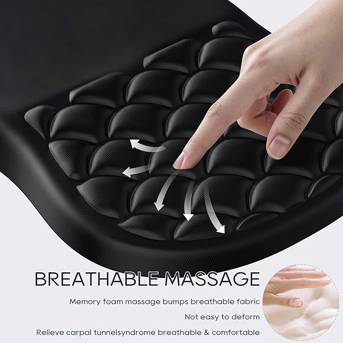Ergonomic Mouse Pad Wrist Support with Memory Foam&Non-Slip Pu Base Cushion Massage Bump,Mouse Pad with Wrist Rest for Carpal Tunnel Pain Relief,Work from Home Essentials