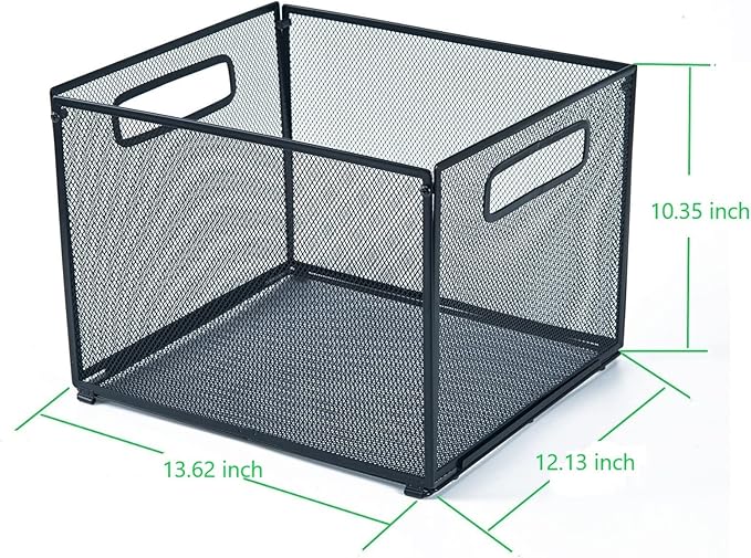 SETTFRFE 2 Pack Letter Size Hanging Folder Organizer,Metal Mesh Hanging File Folder Box,Office File Baskets,Black