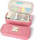 Large Capacity Pink Pencil Case, Cute Pencil Case Pencil Pouch with Zipper For Girls Women, Expandable Preppy Pencil Bag Large Storage High Capacity Bag Organizer for School Home Office Supplies, N