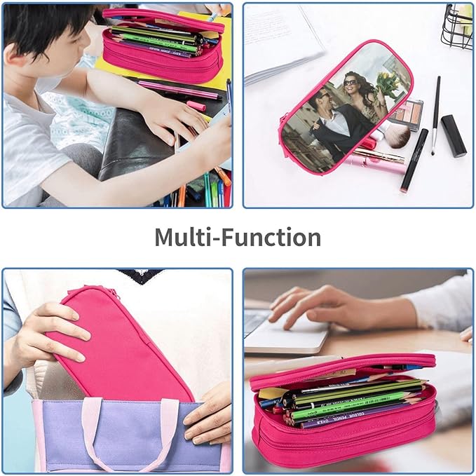 Custom Pencil Case Personalized Add Photo Text Pen Bag Large Capacity Zipper Pencil Box for Office Travel Graduation Gifts
