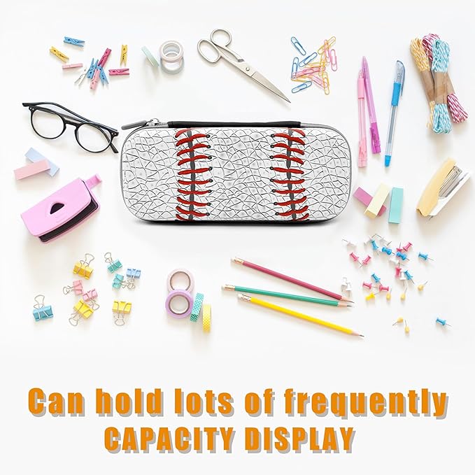 Baseball Pencil Case Zip Pencil Box Multi Pouch Holder Desk Organizer For Boys Girls School Office